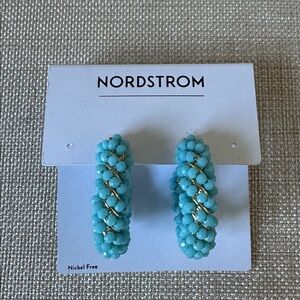 NEW Nordstrom Turquoise Beaded Earrings with Gold Accents